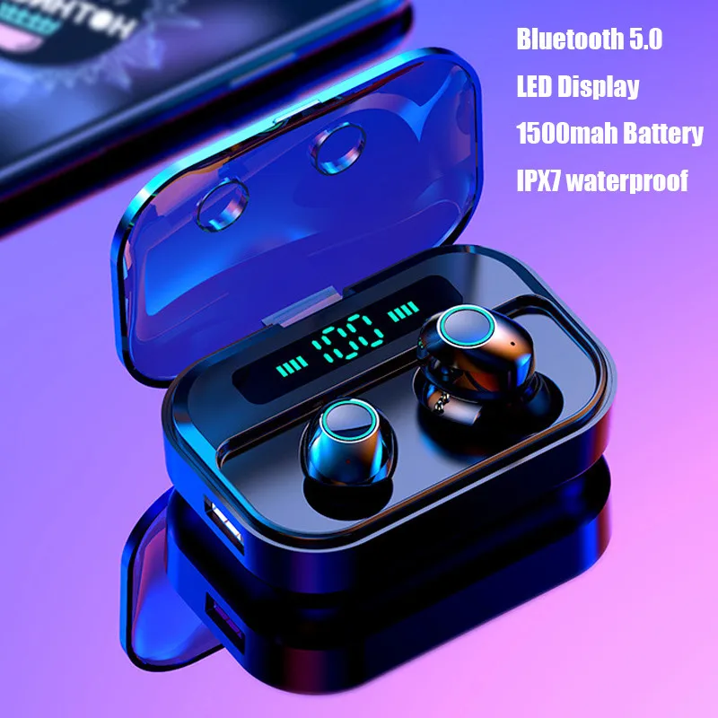 M7 TWS, беспроводные Bluetooth наушники 5,0, цифровой дисплей, спортивные стерео наушники-вкладыши, гарнитура с микрофоном, зарядная коробка для Redmi IPHONE