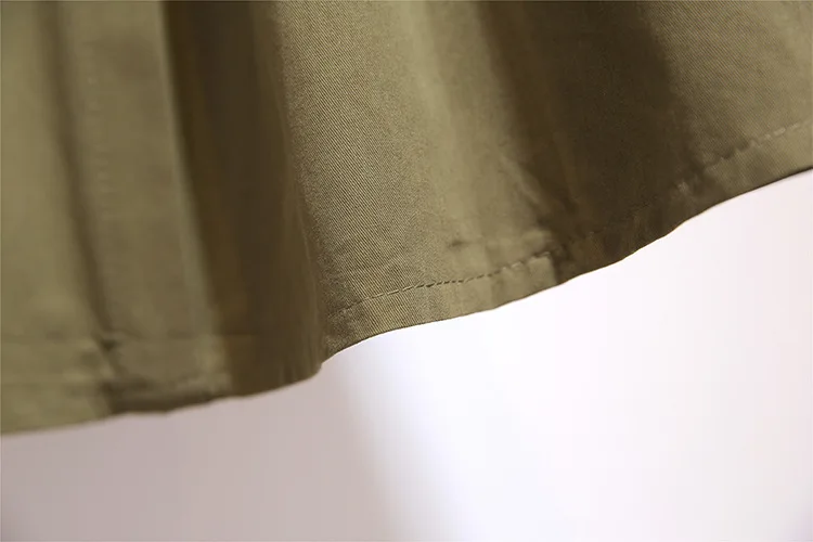 Hong Kong Flavor Skirt Single Breasted Bud Elastic Waist Slimming Retro Windbreaker Belt Pocket Mid-length A- line Skirt