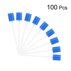 100 Pcs Disposable Sponge Stick Mouth Care Sponge Tooth Cleaning Sponge Swab Oral Care Cleaning Tools Blue