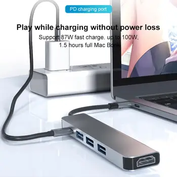 

HobbyLane Type C to HDMI 87W PD Quick Charging USB3.1 5 in 1 Docking Station for Office PC Notebook