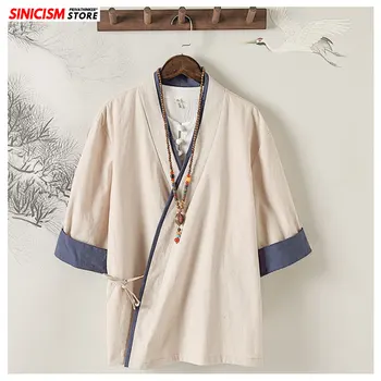 

Sinicism Store Chinese Style Open Stitch Shirts Mens Fashion 2020 Summer Casual Mens Shirts Male Oversize Vintage Shirt Clothing