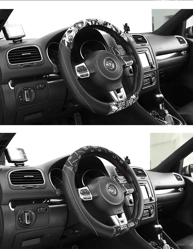 Volante do Carro Capas de Volante de Couro do Plutônio Cobertura de Volante dos Desenhos Acessórios do Carro Forma Animados Anti-deslizamento Auto Volante Capa d 11 Cheap Capas p direção
