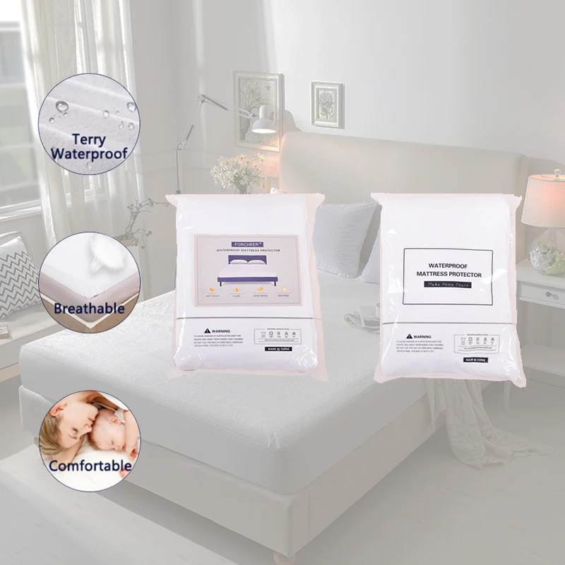 

Terry Waterproof Mattress Protector Queen Mattress Bed Cover Dust Mite Mattress Pad Fitted Sheet with Elastic for Russian Size