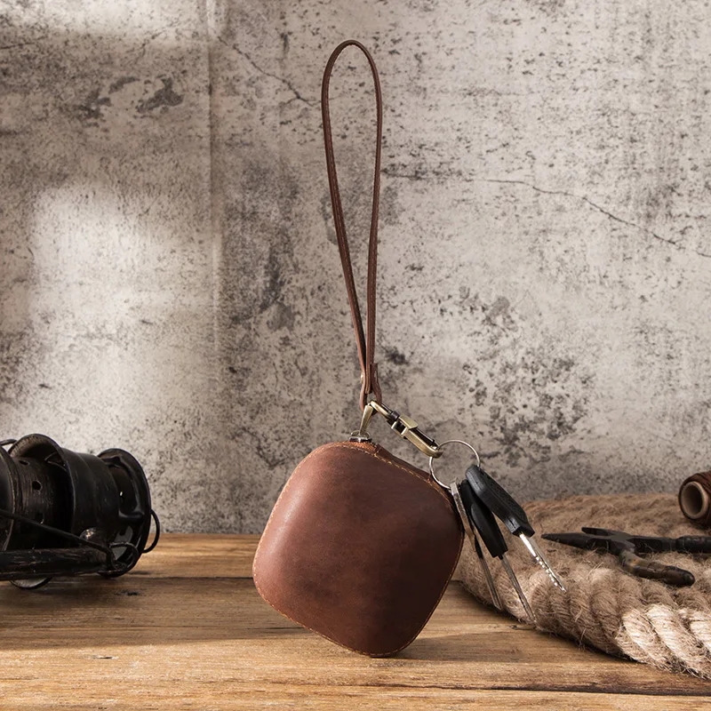 Luxury genuine cowhide leather vintage wireless earphone cases for powerbeats pro retro casual zipper earphone accessories
