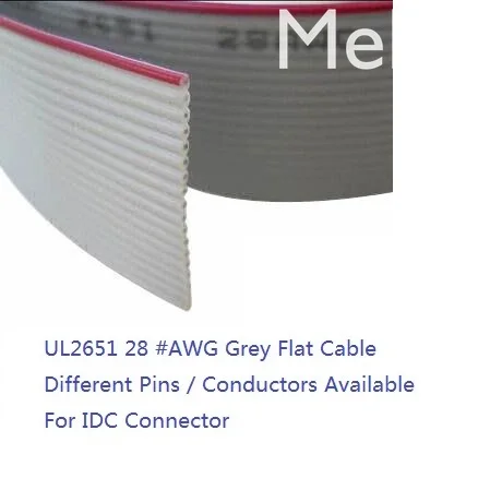 

76.5 meter 1.27 mm UL2651 Grey Flexible Flat Cable 6 Way 8 9 10 12 14 16 20 24 26 30 40 50 60 64 Pin #28AWG Ribbon IDC Socket