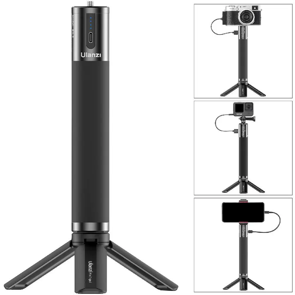 Ulanzi BG-3 10000mAh Battery Power Charger Hand Grip with Mini Tripod 18W PD QC Fast Charge for Smartphone DSLR GoPro 9/8/7/6/5