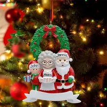 Christmas Tree Reindeer Family Hanging Pendant Resin Snowman Figurine 2022 Xmas Decorative Craft Decorative Ornament Home Decor