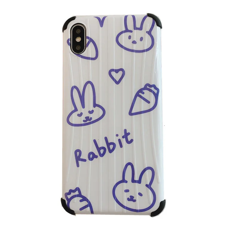 Wind cartoon cute bear rabbit mobile phone case for iPhone X XS XR XSMax 8 7 6 6S PluS luggage drop protection cover |