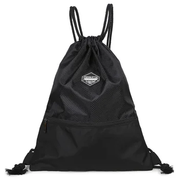

New Storage Bag Trend Casual Men's Drawstring Backpack Fashion College Wind Solid Color Letter Bundle Mouth Couple Bag