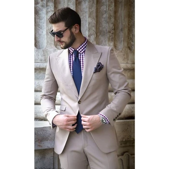 

Latest Coat Pant Design Smoking Grey Men Suit Beach Wedding Slim Fit Tuxedo 2 Pieces Custom Simple Suits Blazer Terno Masculino