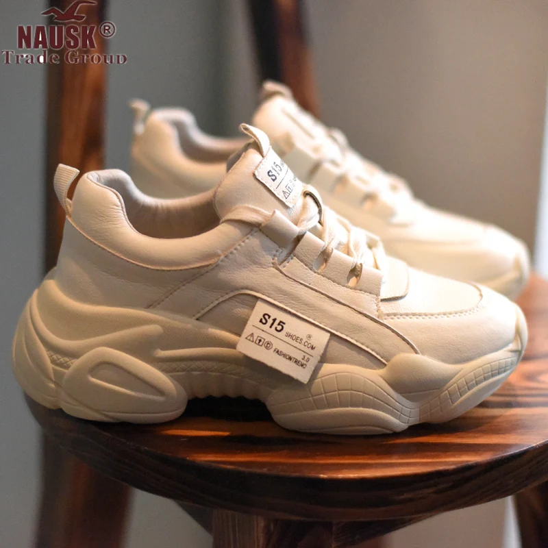 

New 2018 Spring Fashion Women Casual Shoes Suede Leather Platform Shoes Women Sneakers Ladies White Trainers Chaussure Femme