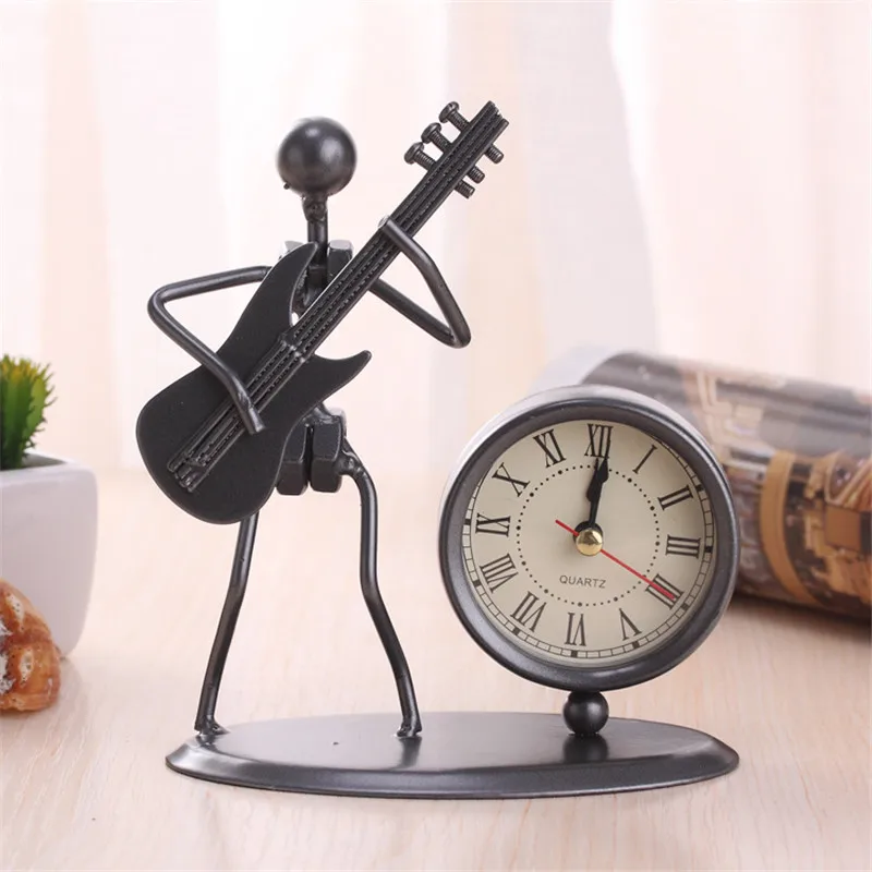 Guitar Европейские антикварные железные часы для комнаты винтажные часы настольные часы ретро римские цифровые часы инструментальная производительность настольные украшения - Цвет: Guitar