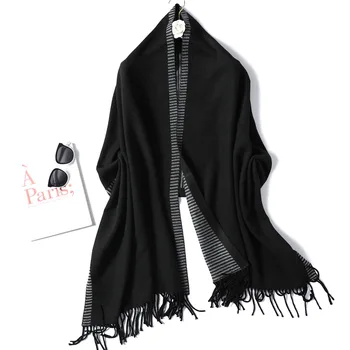 

winter new scarf women fashion striped cashmere shawls and wrap lady pashmina bandana thick neck female foulard scarves