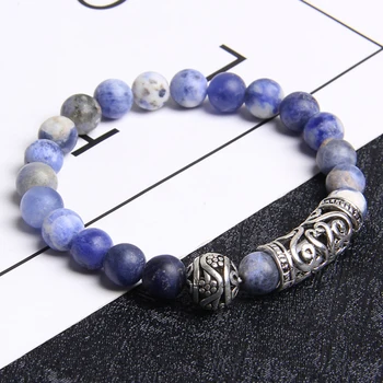

Unique Design Bracelet Jewelry Natural Stone Blue Sodalite Beaded Healing Round Ball Charm Bracelet Jewelry for Women Men