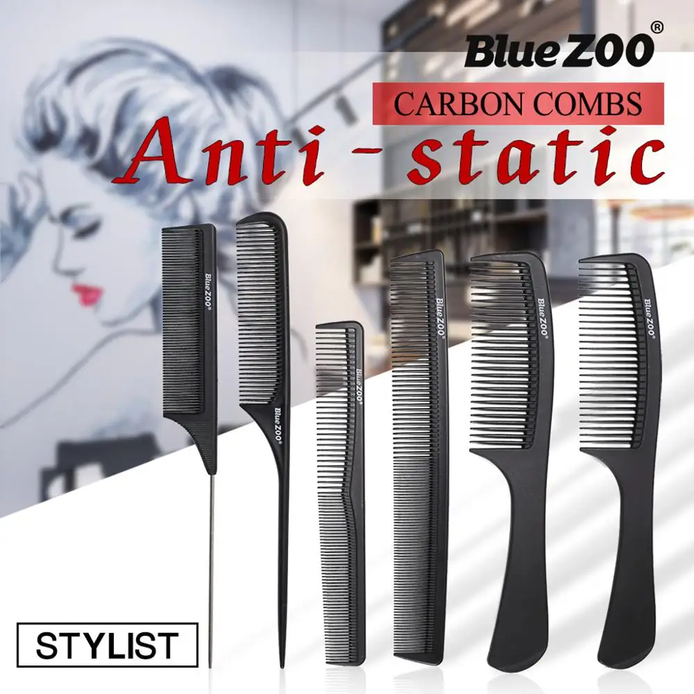 

BlueZOO 6 Hairdressing Tip Comb Comb Comb Hair Plate Hair Resistant High Temperature Anti-Static Carbon Fiber Comb
