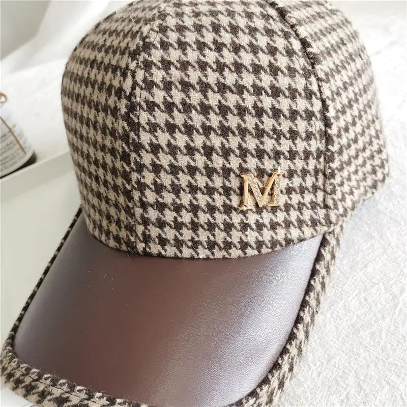 British Houndstooth Face Caps For Women Men Streetwear Checked Snapback Hip Hop Baseball Cap Bone Trucker Hat Chapeau Homme fashion baseball caps