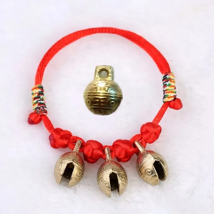 

Baby Infant Kids Anti Lost Amulet Red Lanyard Five Colors shou jiao lian Feet Lanyard Tiger Head Copper Bell Have Voice