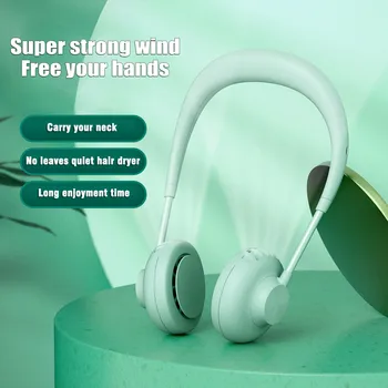 

Portable Hanging Neck USB Fan Summer Sports Mini Rechargeable USB Leafless 1800 mAh Hands-Free Lazy Fan