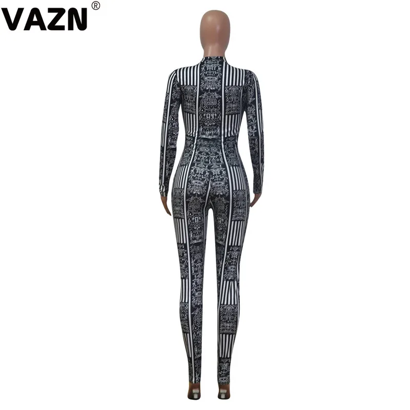 VAZN NK046 новые модные дизайнерские длинные штаны сексуальный женский комбинезон с глубоким v-образным вырезом с длинными рукавами эластичные спортивные костюмы длинный комбинезон