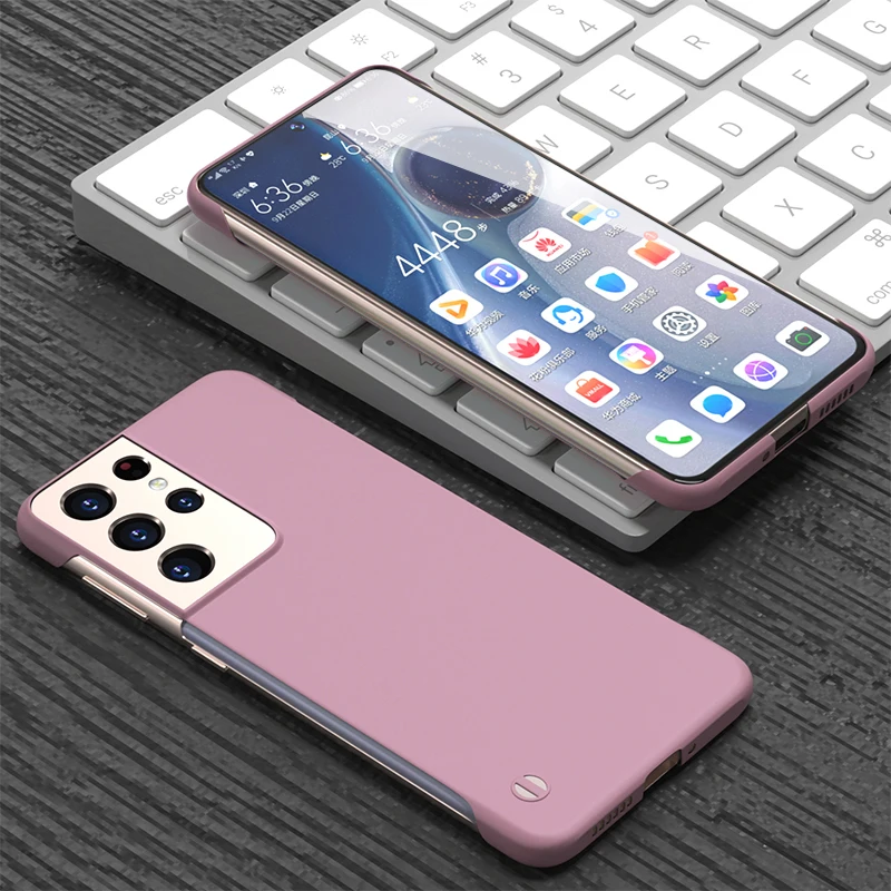 Rahmenlose, matte Hülle in Bonbonfarbe für Samsung Galaxy S22 S21 S20 Note20 Ultra S9 S10 Plus FE Slim Hard PC Stoßfest_voghion.com