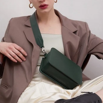 

Casual Soild Small Square Bags For Women Wide Strap Shoulder Bags Woman Handbag Ladies Mini Flap Pu Leather Female Messenger Bag