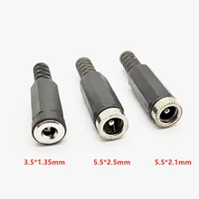 5PCS DC Tomada Jack Conector Do Adaptador de 5.5 milímetros x 2.1mm/5.5mm x 2.5mm/3.5mm x 1.35mm Feminino Plug Adapter