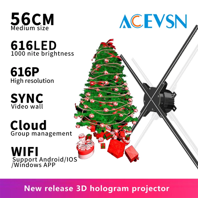 Hologram Christmas Tree Decor 3D Hologram Fan Projector