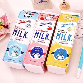 

1pcs/lot Funny Milk Pencils Pouch Stationery School Pen Supplies Large Capacity Pencilcase