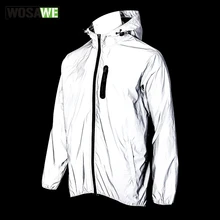 WOSAWE – veste à capuche entièrement réfléchissante, coupe-vent, imperméable et respirante pour le cyclisme, le sport et la course de nuit, printemps