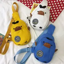 Горячая холщовая маленькая сумка через плечо Маленькая желтая утка нагрудная сумка для девочек Милая мультяшная Детская сумка через плечо сумка на плечо для женщин Bolsa