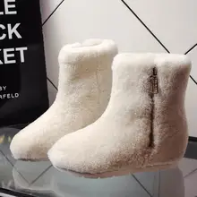 SWYIVY/женская зимняя обувь; зимние ботинки; коллекция года; роскошные женские ботильоны из натуральной кожи и шерсти на платформе; модные зимние ботинки на молнии с мехом