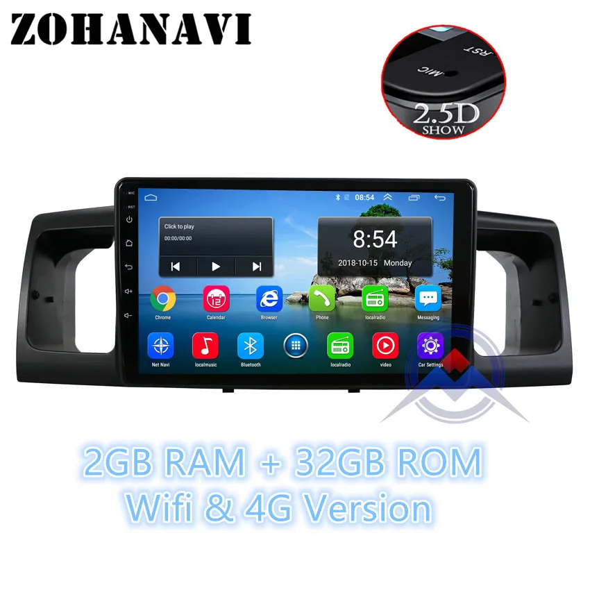 Radio 2G 32G ZOHANAI 2.5D Экран Android 8,1 dvd-плеер автомобиля для Toyota Corolla E120 BYD F3 мультимедийный плеер стерео GPS Радио Навигация - Цвет: Radio 2G 32G