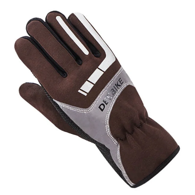 Мужские и женские зимние перчатки теплые ветрозащитные лыжные перчатки с сенсорным экраном флисовые перчатки для сноуборда противоскользящие Мотоциклетные Перчатки - Цвет: Brown A