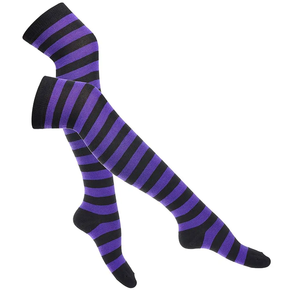 

Lingerie Women Sexy Over Knee Long Stripe Printed Thigh High Striped Cotton Sweet Cute Plus Size Overknee Sexy Stockings