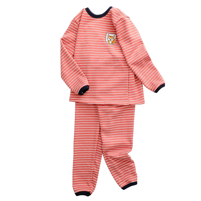 Dark red stripes Детский Теплый пижамный комплект; бархатная одежда; коллекция года; осенняя одежда для сна для девочек и мальчиков; зимняя Пижама; пижамные комплекты с героями мультфильмов; хлопковые пижамы - Цвет: Dark red stripes