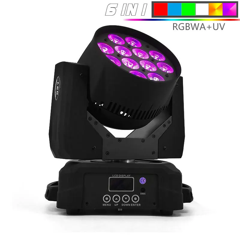 6IN1 Небольшие окрашенные 12x18 Вт RGBWA+ UV6in1LED мыть Поворотная лампа DMX 512 Control DJ оборудование открытый шоу огни свадьбы - Цвет: 6IN1