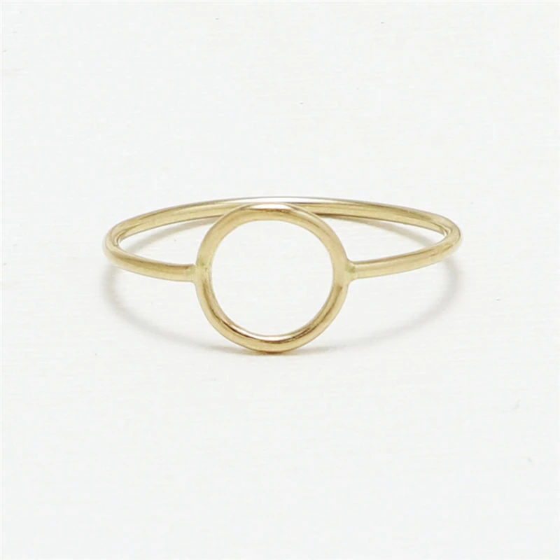 14K 골드 채워진 10mm 오픈 서클 링 Boho 미니멀리스트 너클 링 골드 쥬얼리 Anillos Mujer 골드 액세서리 여성용 반지
