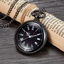 Винтажные черные карманные часы для кошмаров перед Рождеством Тема ожерелье цепь часы для женщин мужчин подарок кварцевые Подвеска "движение"