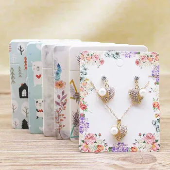 

Hot sale 50Pcs Multi-Style Jewelry set package Card 8*10cm Flower /carton marbling design necklace earring pendant package card