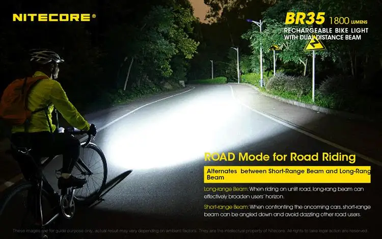 NITECORE BR35 велосипедный светильник 2xcree XM-L2 U2 1800lm велосипед светильник двойной дальностью луча Перезаряжаемые+ Встроенный 6800 мА/ч, Батарея пакет