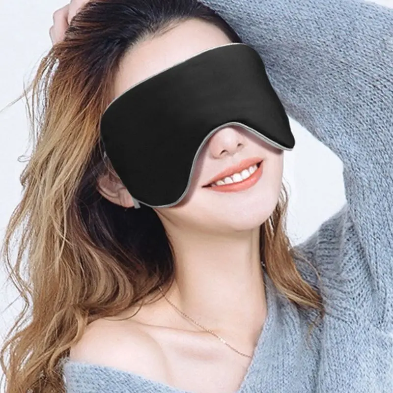 

Unisex Double-Sided Faux Silk Sleeping Eye Mask Adjustable Cool Warm Blindfold