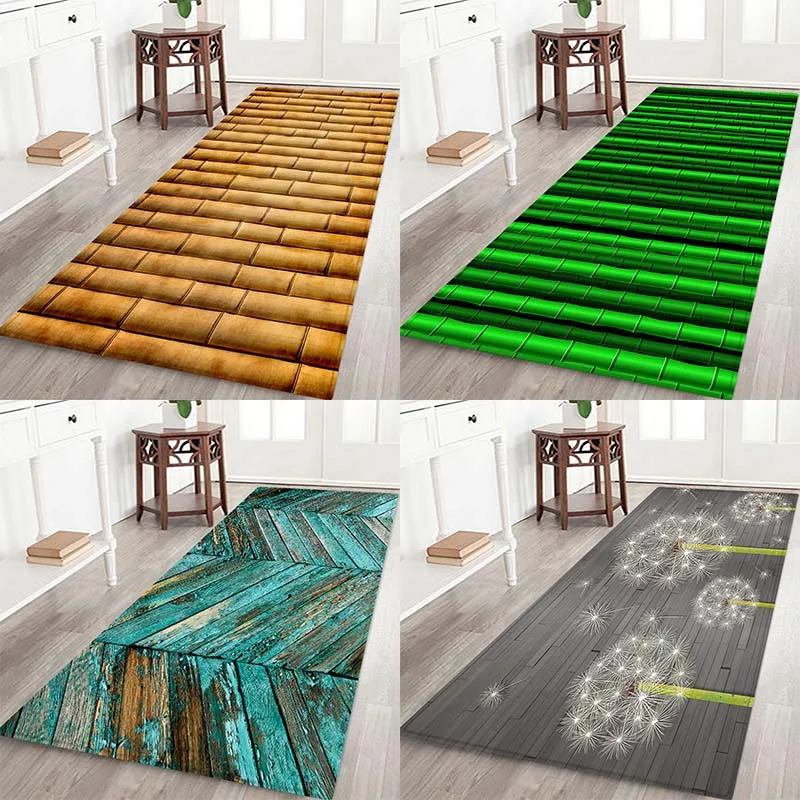

Bamboo stick pad bamboo stick board type flower printing Anti-Slip water absorption flannel home mat