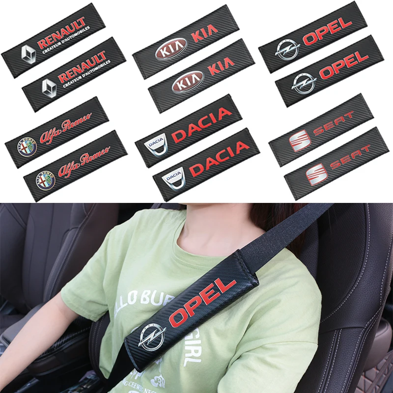 2pcs Carbon Fiber Car Interior Seat Belt Cover Safety for Toyota Corolla Yaris Rav4 Avensis Auris Camry C-hr 86 Prius Goods | Автомобили и