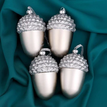 

Christmas tree decoration "Acorn with a shiny cap" 5x8 cm (set of 4 PCs) silver 5012965