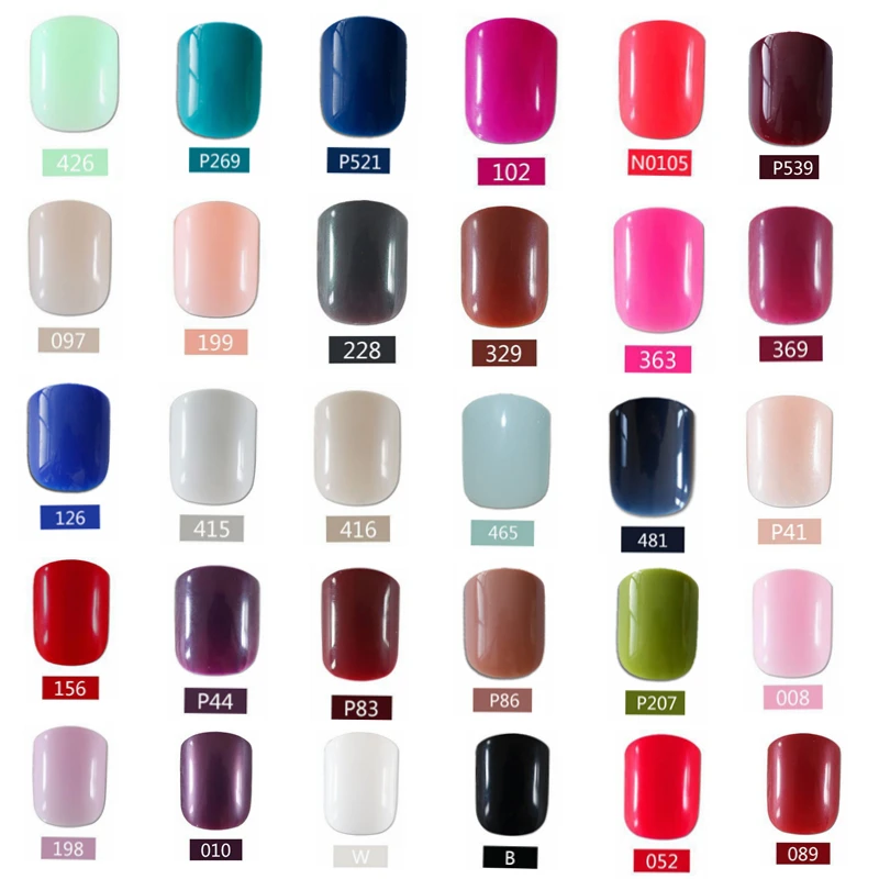 

24 Pcs/set Nail Tips Acrylic False Nail 17 Styles Mixed For Choose Short Square Head Solid color Candy colors Full Nail Tips