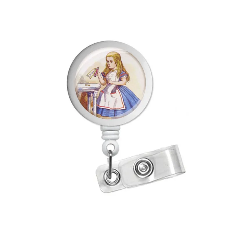 ID Badge Reel Alice in Wonderland Выдвижной Holder имя Clip значок медсестры|Брелоки| |