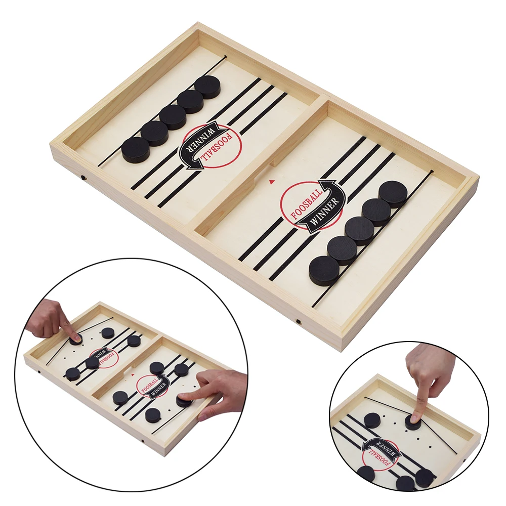 Board Game Fast Kids Sling Puck Wooden Paced Winner Family Fun Juego Toys Gift 