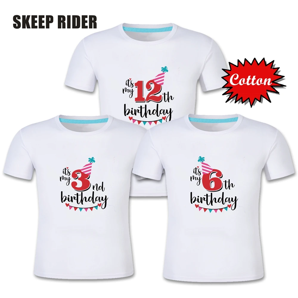 Camisetas de cumpleaños para niña de manga corta para niñas 3 er cumpleaños niños redondo de moda camisetas para niños 2 3 4 5 6 7 8 9 10 años|Camisetas| - AliExpress