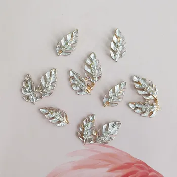 

10 pcs/lot 2019New Rhinestone alloy leaves button for DIY Hair Accessories or bridal headwear decoration for Lady Best Gift
