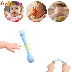 Cute Deer Silicone Soft Spoon Baby Spoons Newborn Baby Safety    Tableware Infant Learning Spoons Teething Utensils Feeding